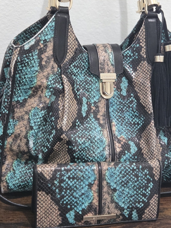 Brahmin Celia Bird of Paradise Frontera Snake Embossed Leather Satchel & Wallet - Picture 2 of 16